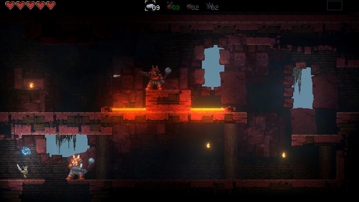 Fighting a demon in a room with two floors in Batbarian: Testament of the Primordials