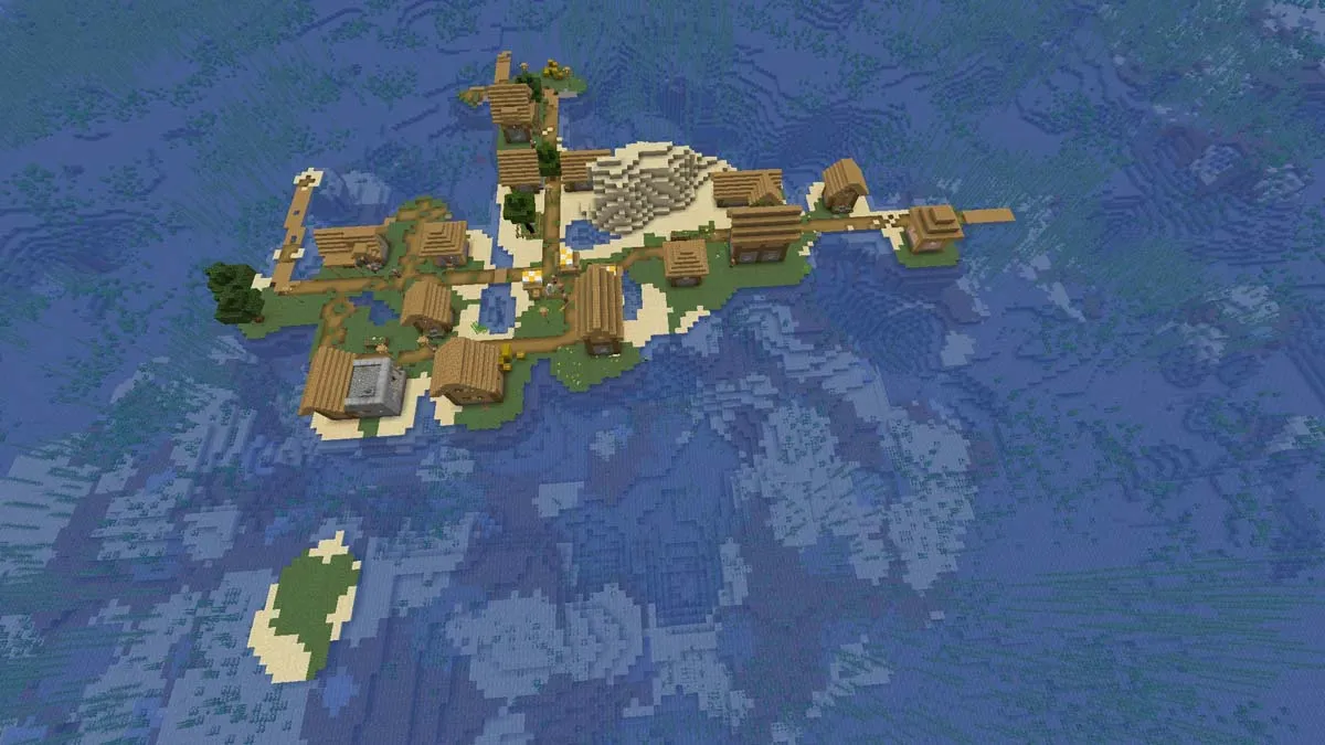 Blacksmith with island village in Minecraft