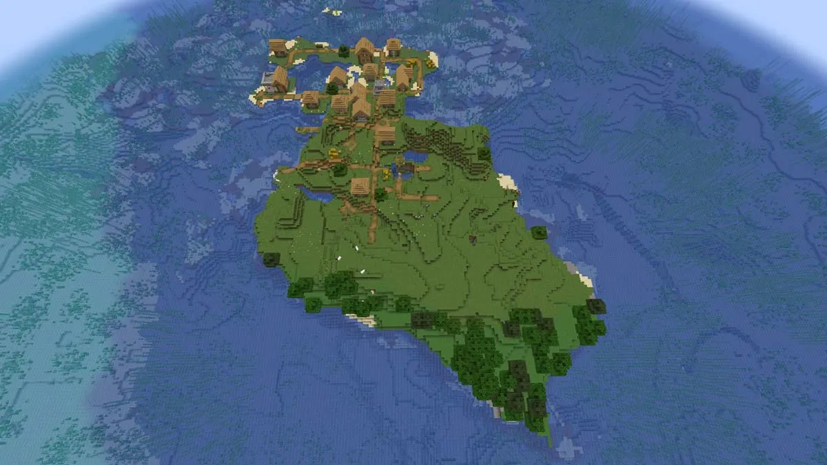 Forest and island village in Minecraft