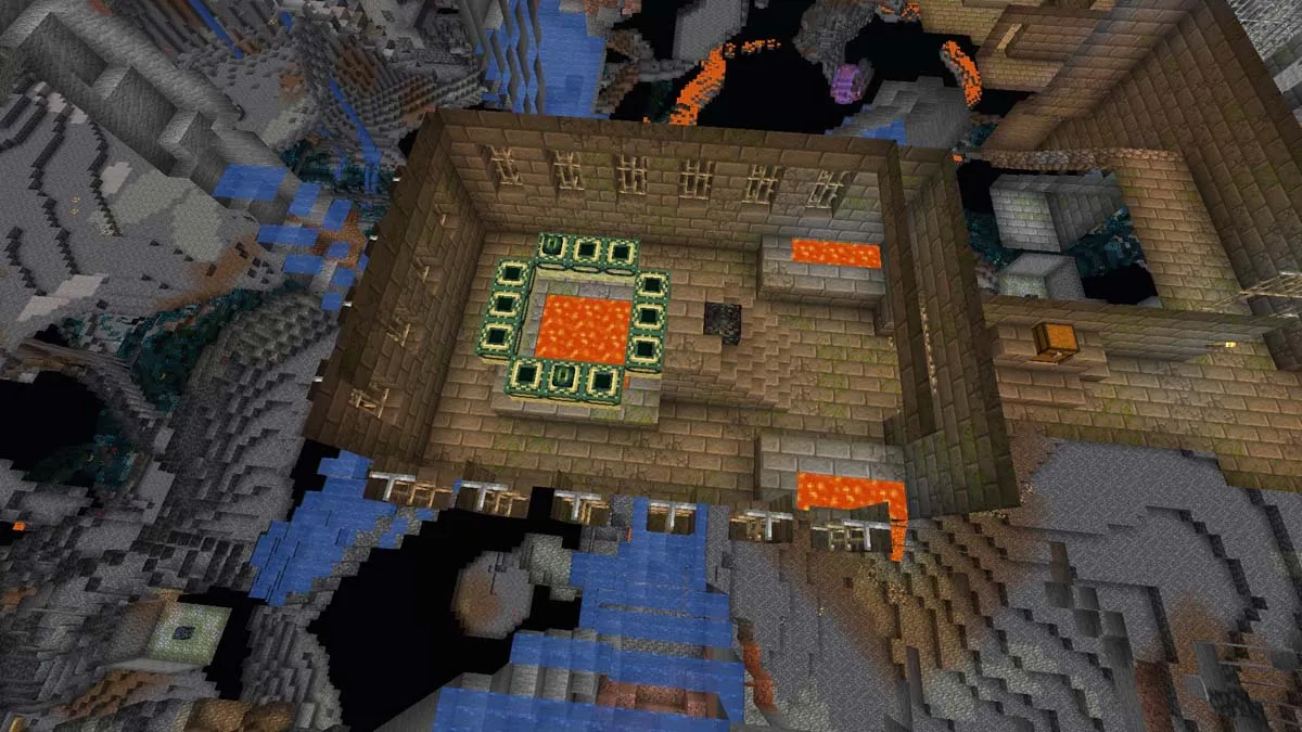 End portal with two active eyes in Minecraft