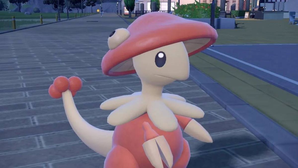 Close-up shot of shiny Breloom in Pokemon Scarlet & Violet